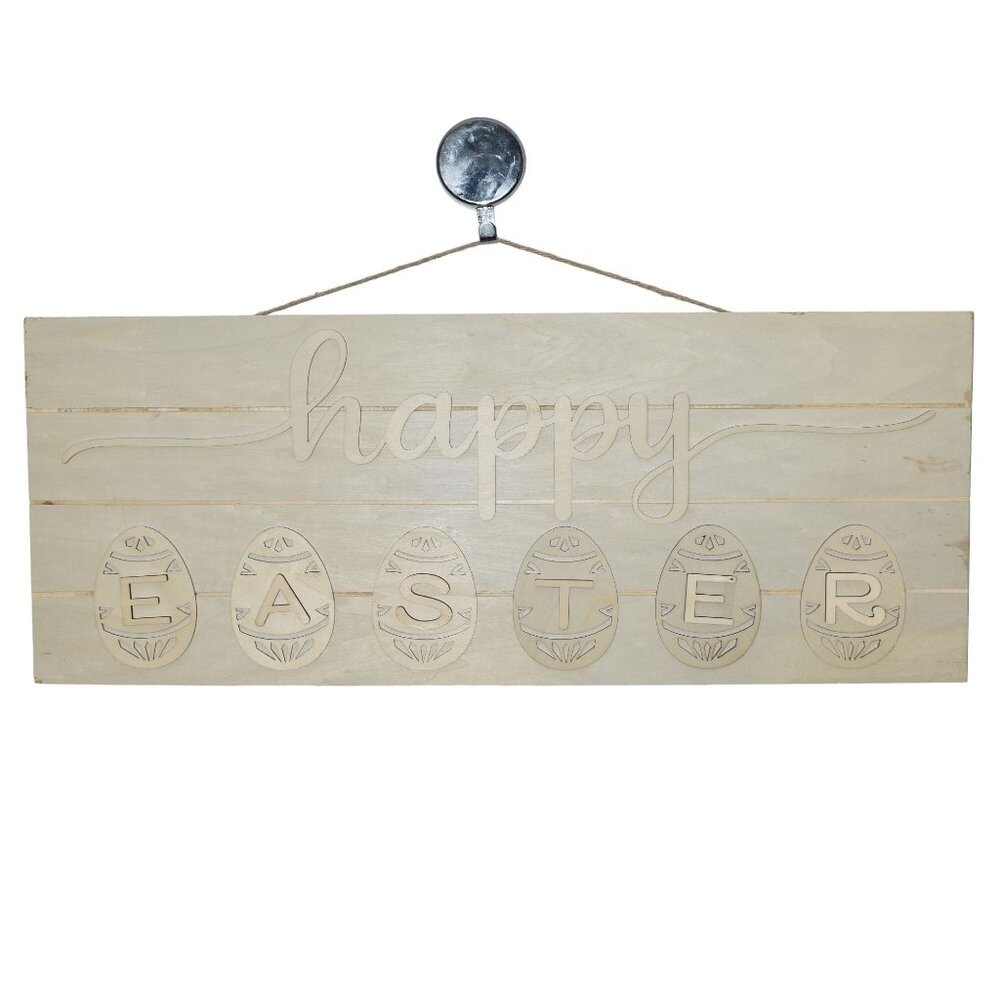 Make Market Wood Happy Easter Wall Plaque DIY Unfinished Wood 28"